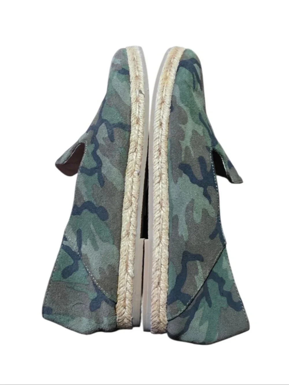 Jack Rogers Audrey Suede Flat Espadrilles Green Camo Size 6